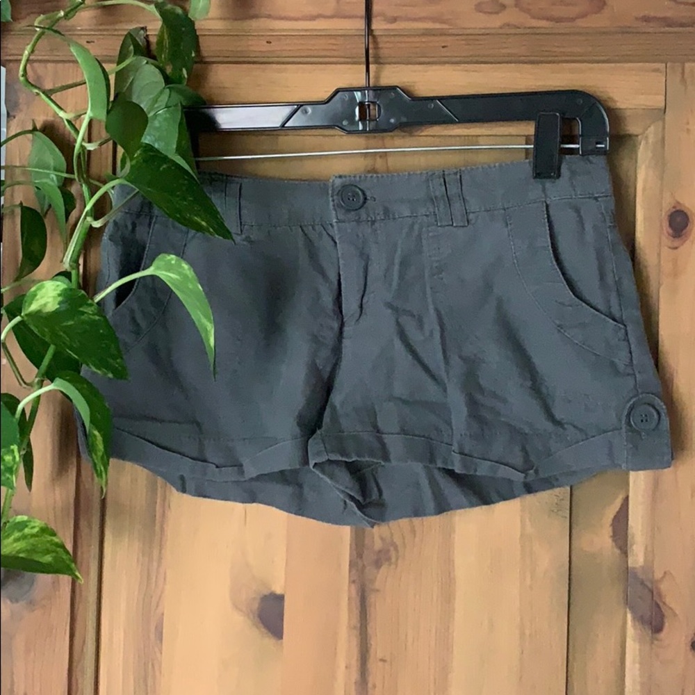 Charcoal gray fabric/linen shorts
